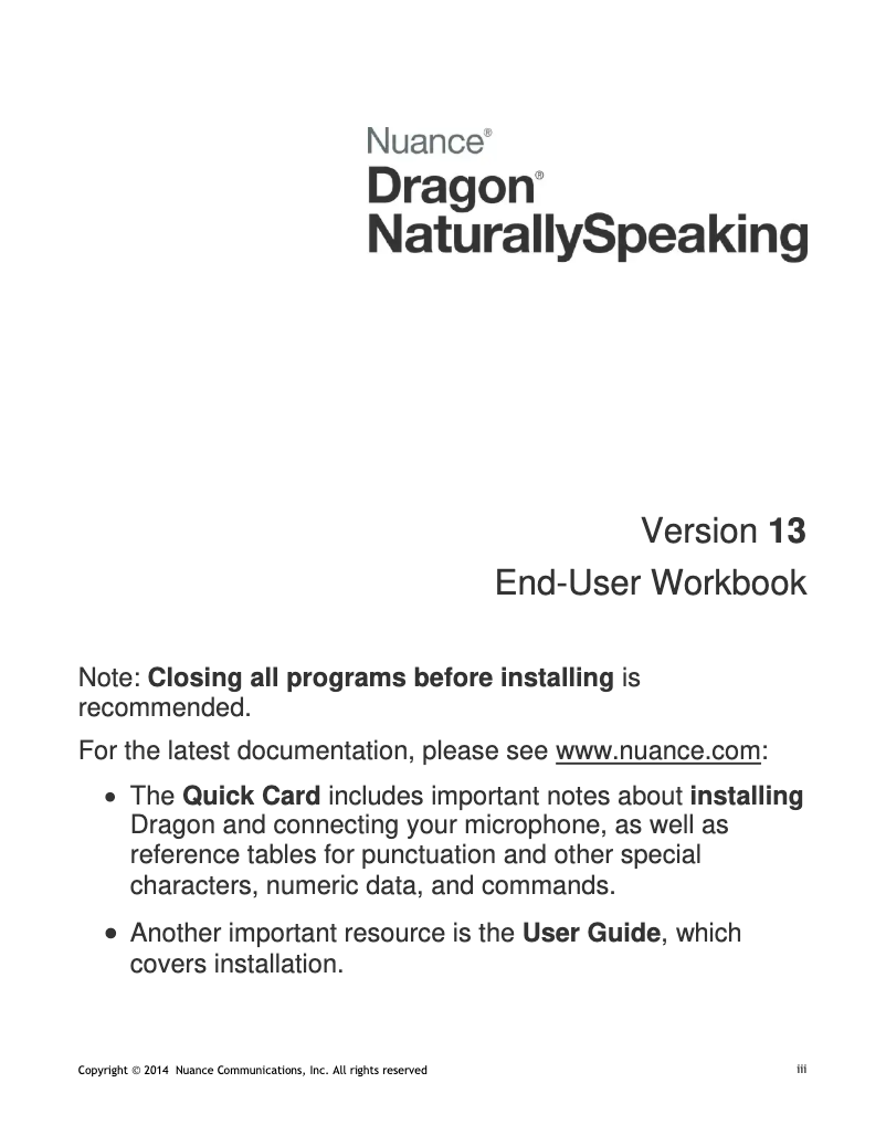 Página 1 del manual Manual de usuario Nuance Dragon NaturallySpeaking 13