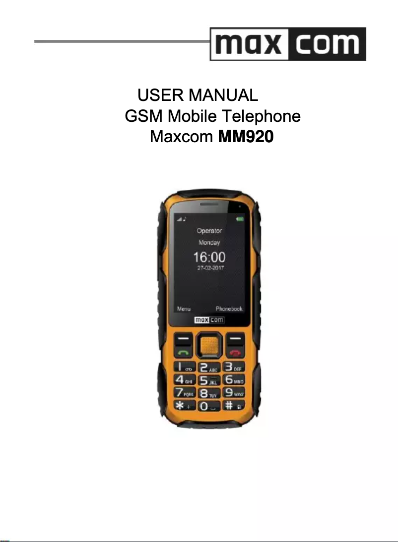 Page n°1 - Manuel utilisateur MaxCom MM920