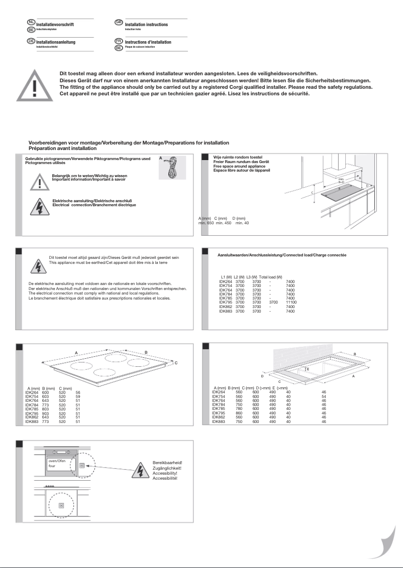 Page n°1 - Guide d'installation Pelgrim IDK862ONY