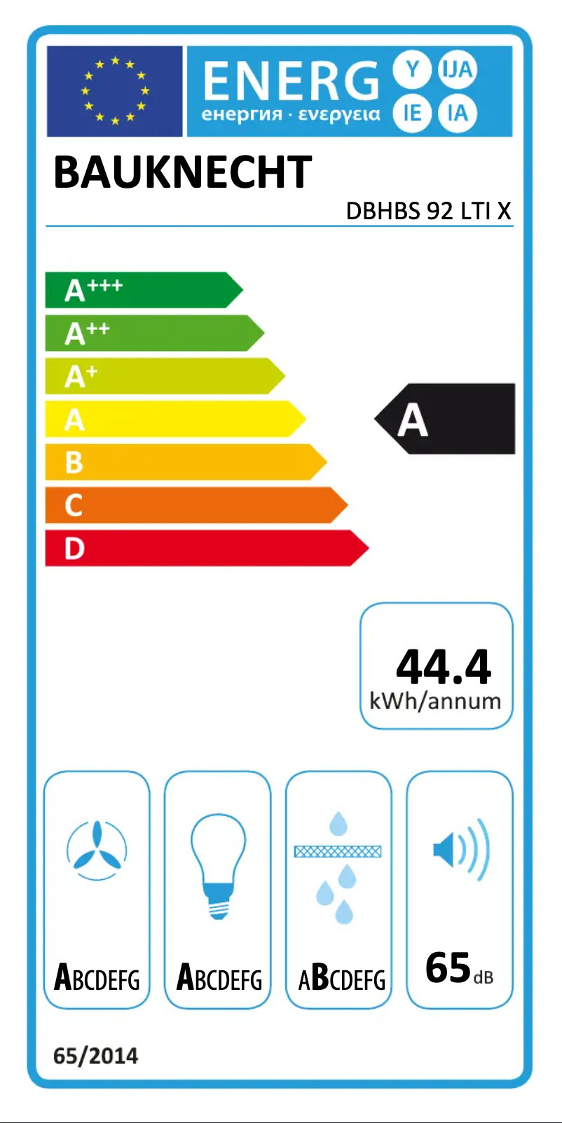 Page n°1 - Label énergétique Bauknecht DBHBS 92 LTI X