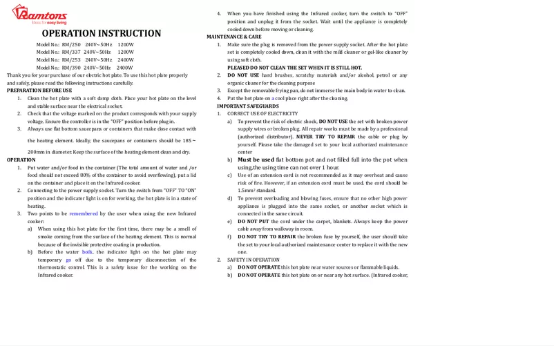 Page 1 de la notice Manuel utilisateur Ramtons RM/253