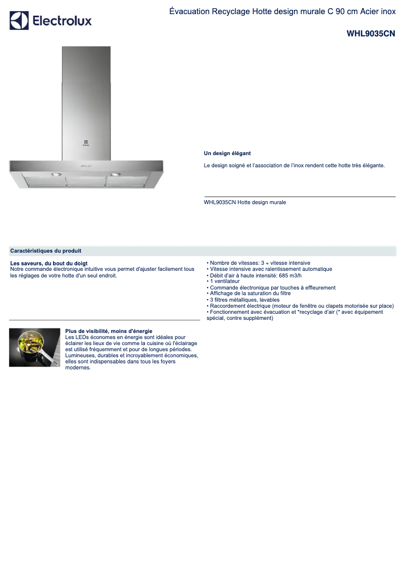 Page n°1 - Fiche technique Electrolux WHL9035CN