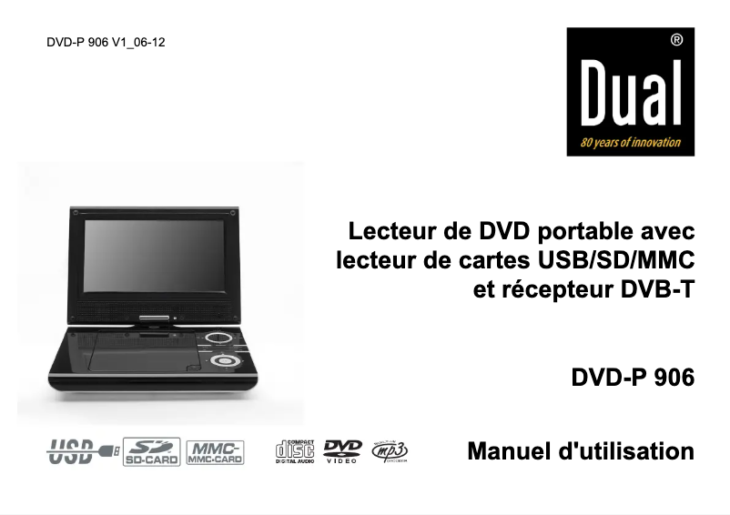 Page 1 de la notice Manuel utilisateur Dual DVD-P 906