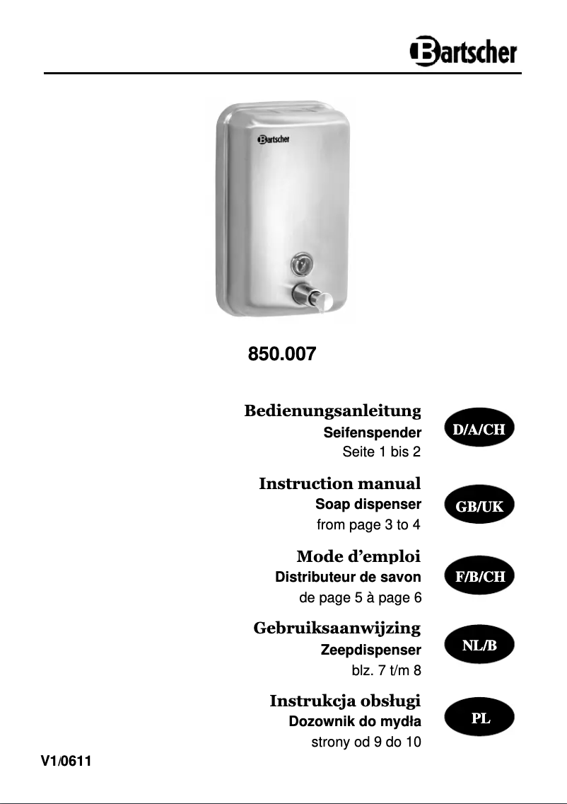 Image de la première page du manuel de l'appareil 850007