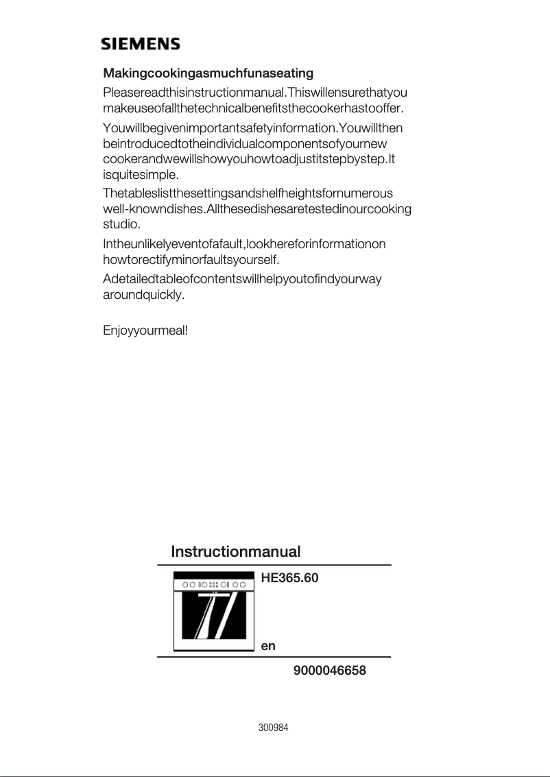 Page n°1 - Manuel utilisateur Siemens HE365560