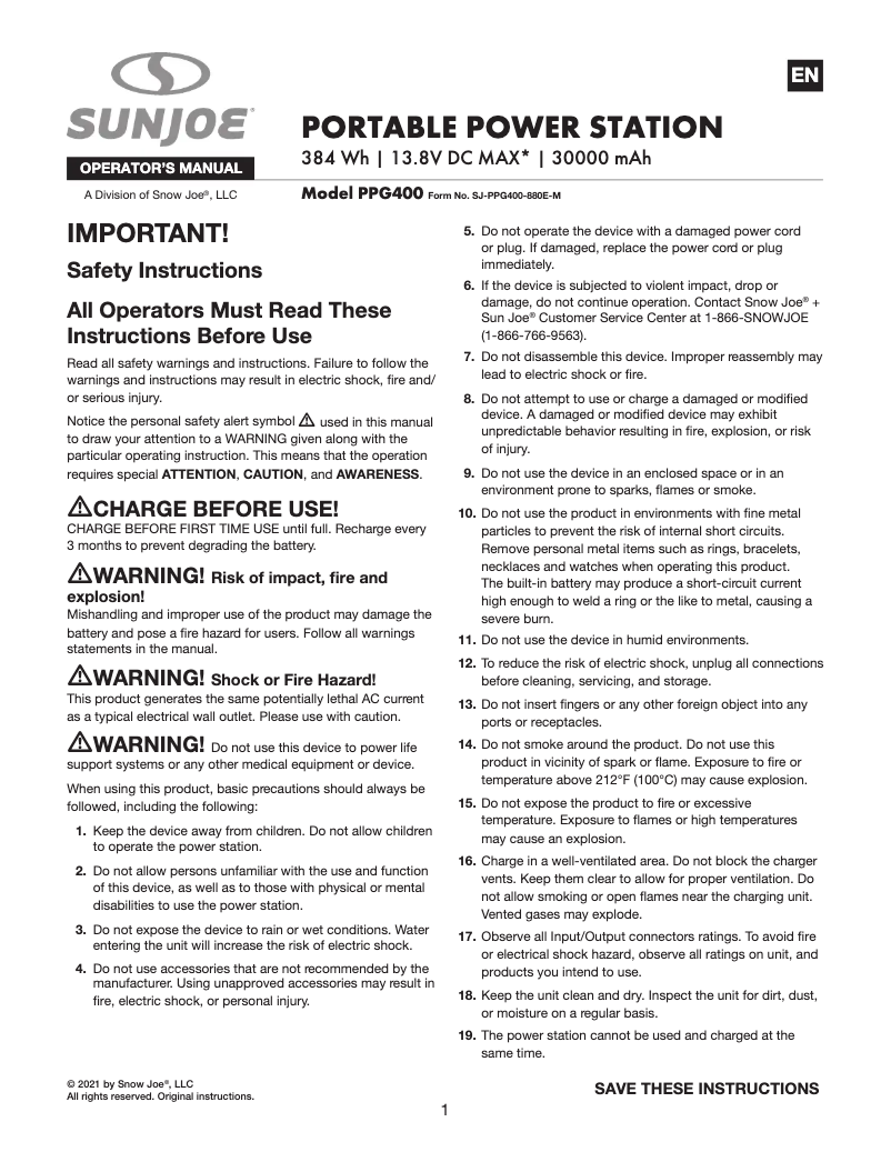 Image de la première page du manuel de l'appareil PPG400