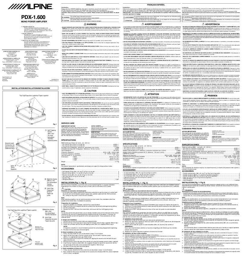 Image de la première page du manuel de l'appareil PDX-1.600