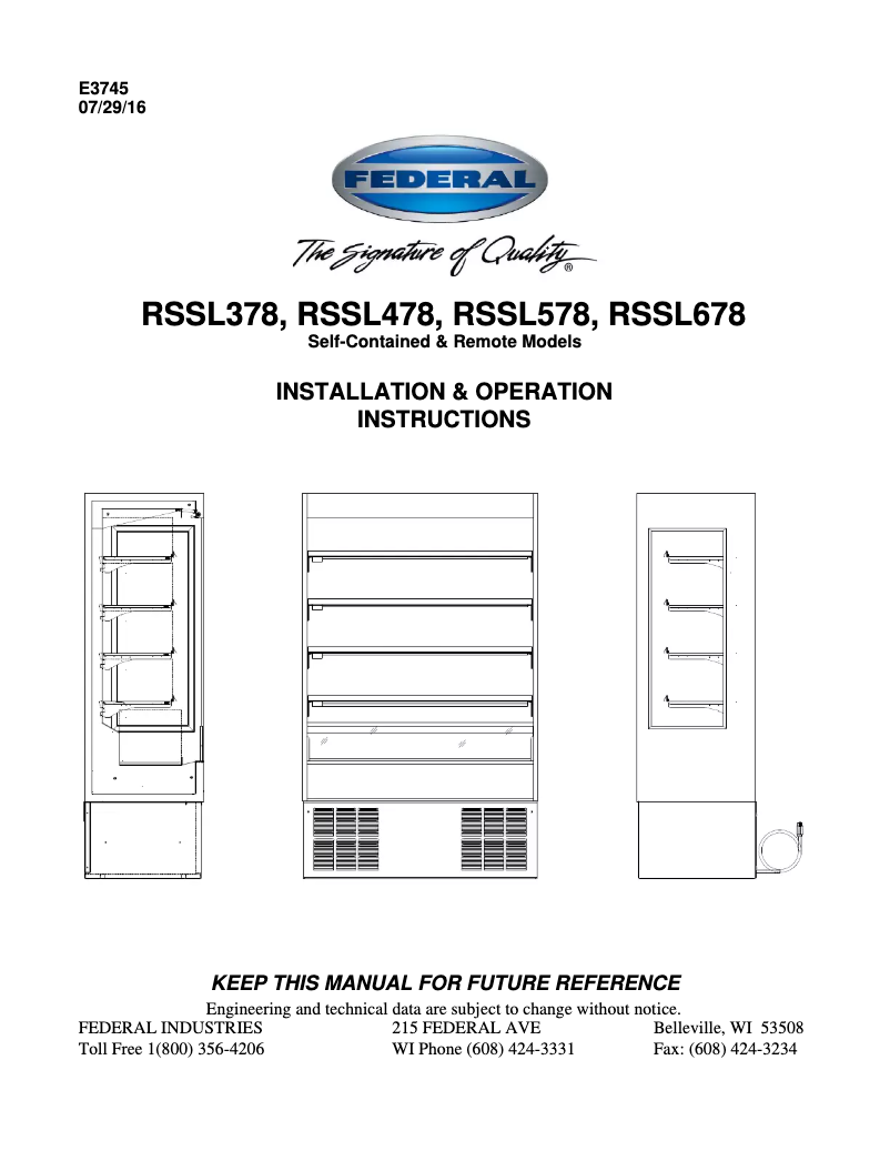 Page 1 de la notice Manuel utilisateur Federal RSSL-678SC