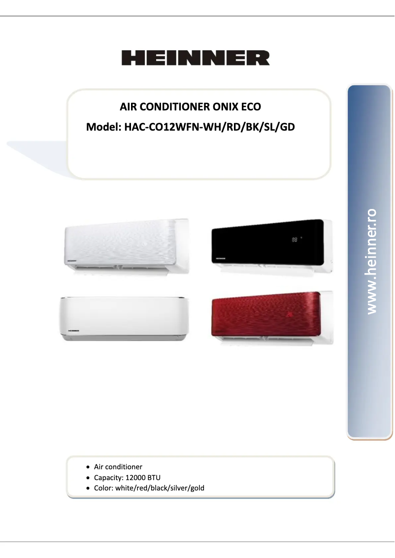 Image de la première page du manuel de l'appareil HAC-CO12WFN-GD