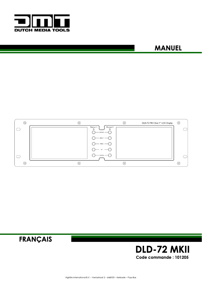 Page n°1 - Manuel utilisateur DMT DLD-72 MKII