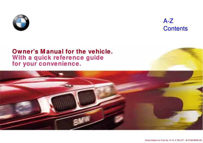 Page 1 de la notice Manuel utilisateur BMW 323is Convertible (1998)