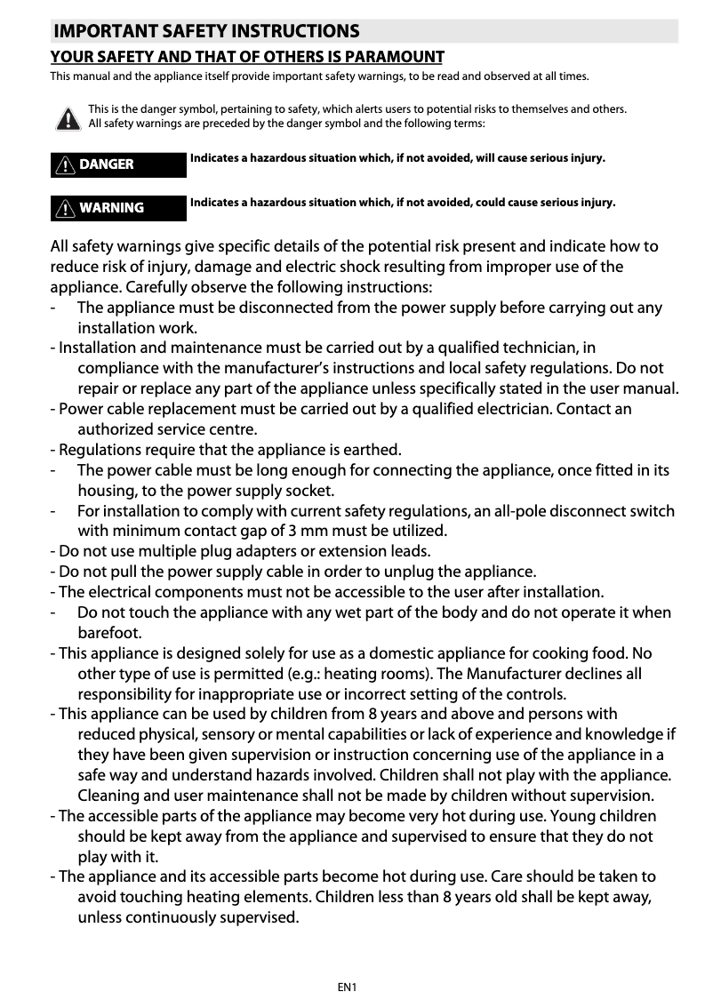 Page 1 de la notice Manuel utilisateur Whirlpool AKZ 440/IX