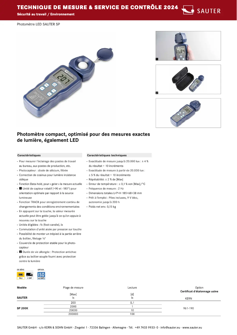 Página 1 del manual Folleto Sauter SP 200K