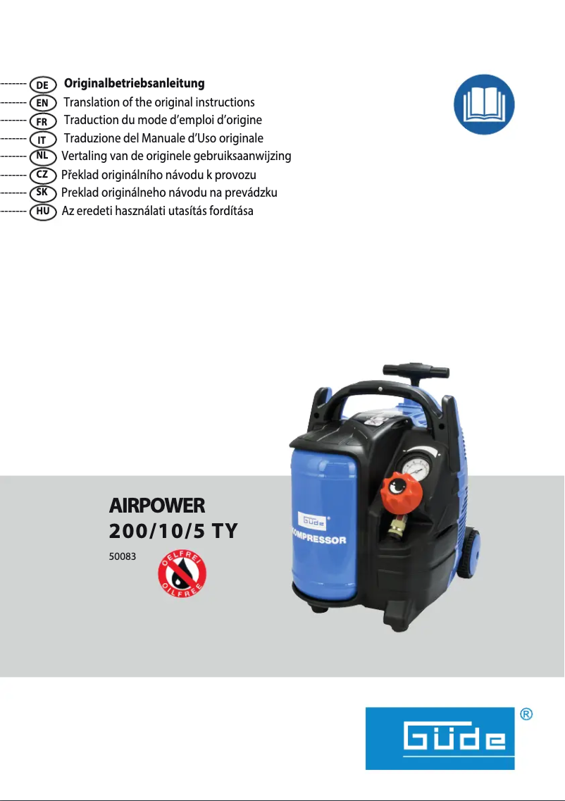 Page 1 de la notice Manuel utilisateur Güde Airpower 200/10/5 TY