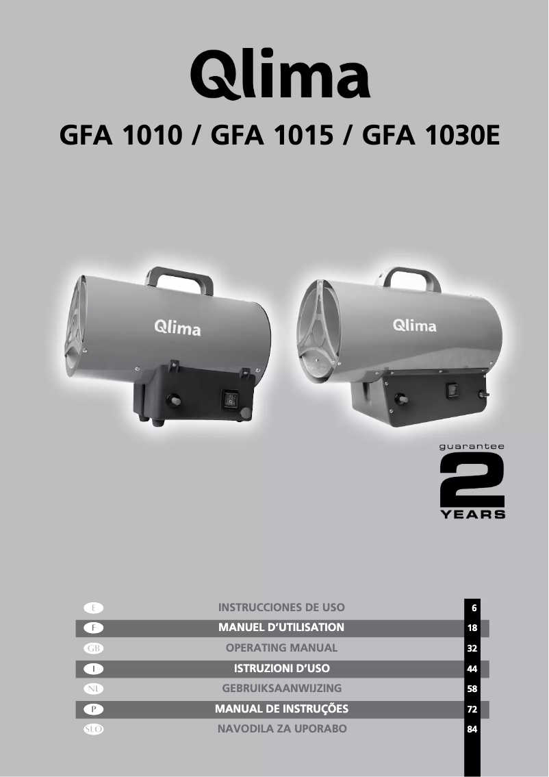 Page 1 de la notice Manuel utilisateur Qlima GFA1015-G38