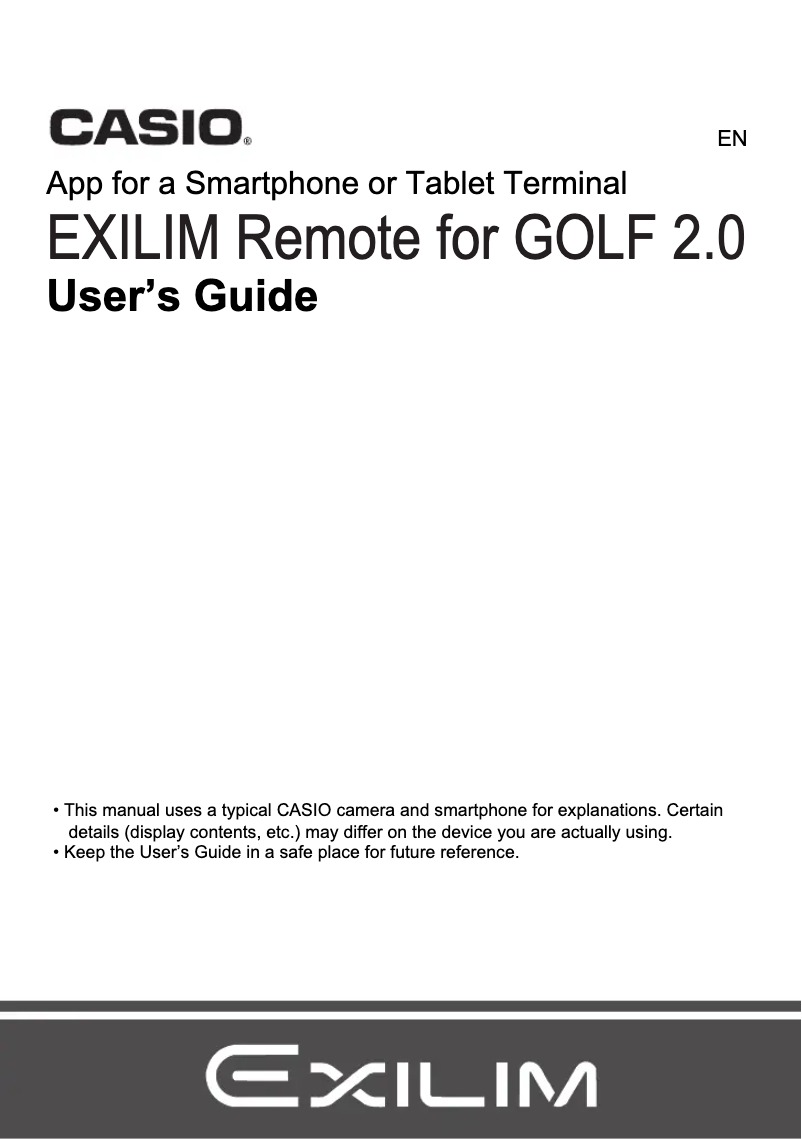 Page 1 de la notice Manuel utilisateur Casio Exilim Remote
