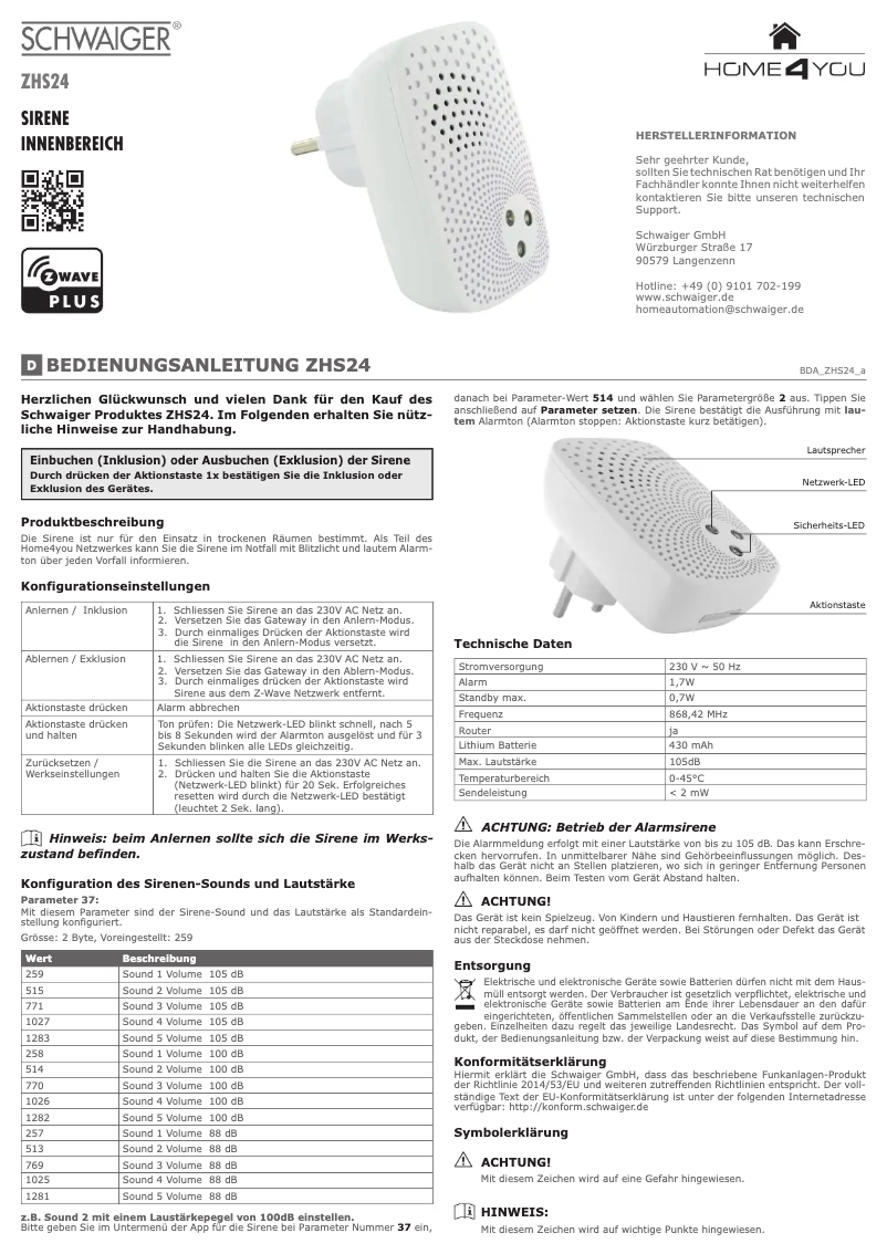 Image de la première page du manuel de l'appareil ZHS24