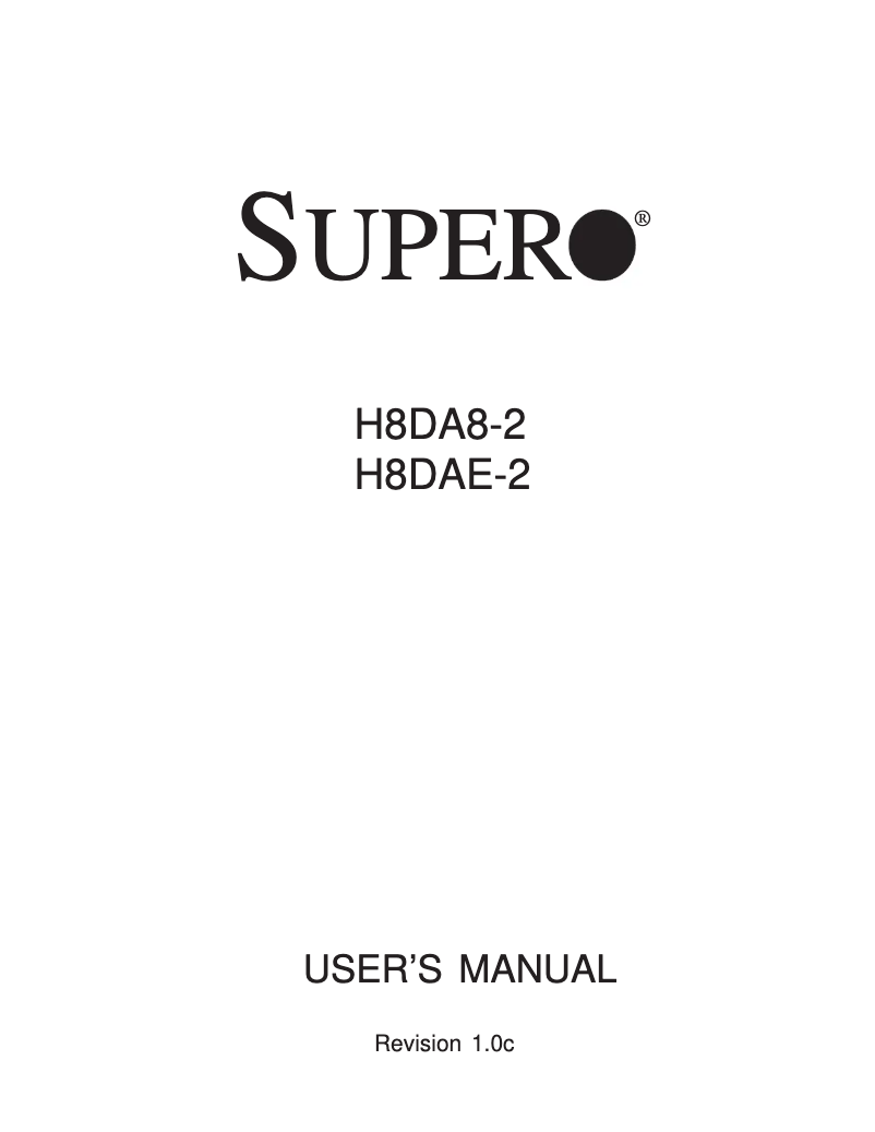 Page 1 de la notice Manuel utilisateur Supermicro H8DAE-2-B