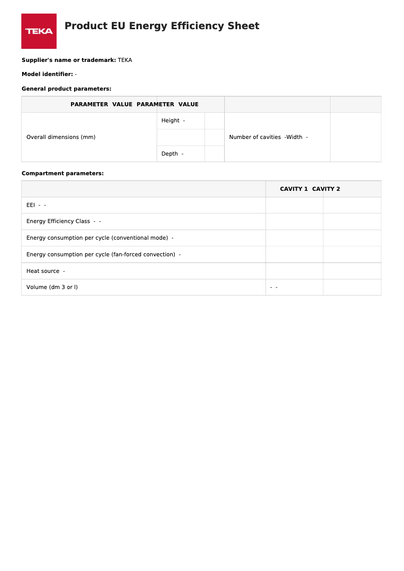 Page n°1 - Label énergétique Teka HLB 860