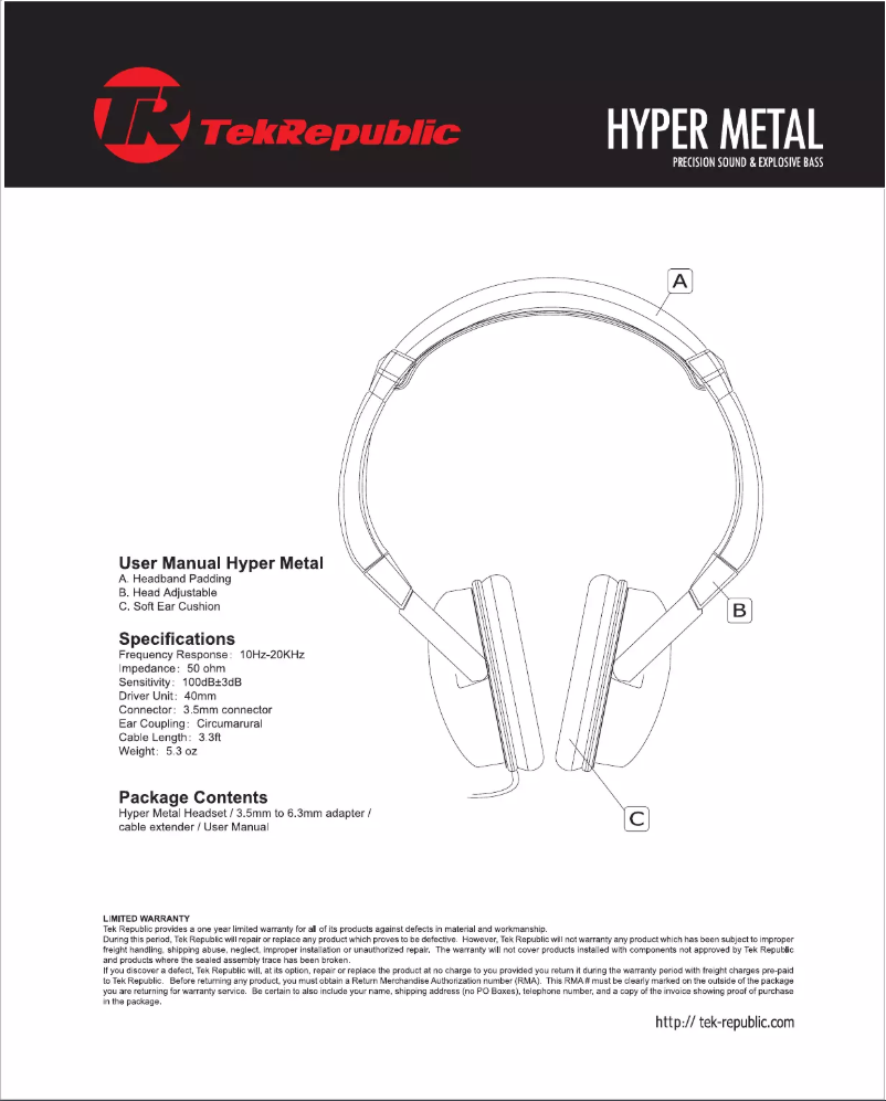 Image de la première page du manuel de l'appareil Hyper Metal
