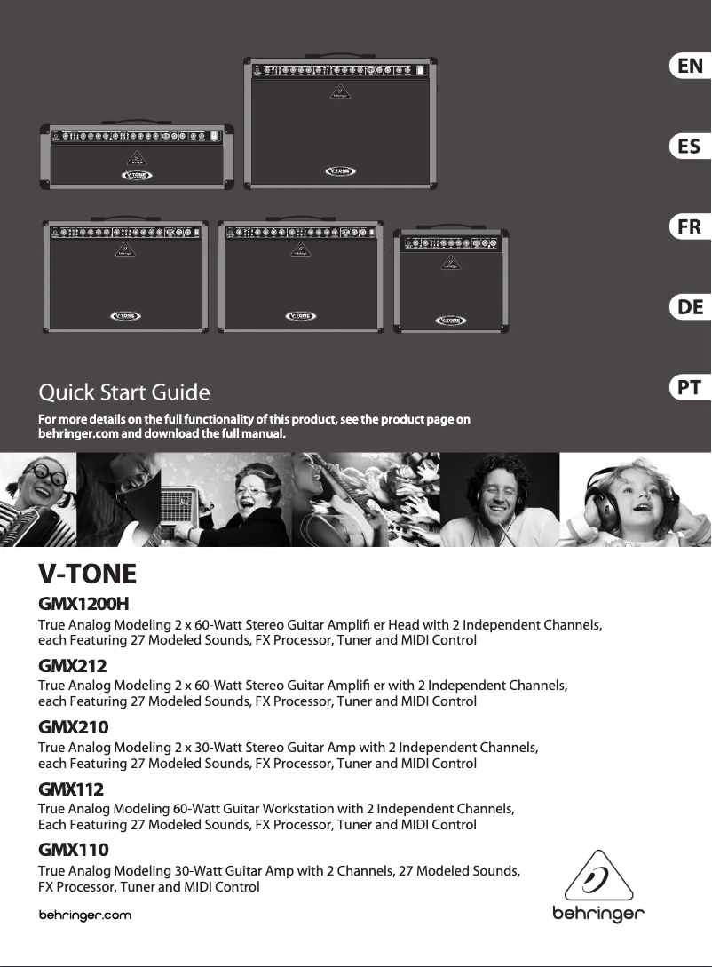 Page 1 de la notice Guide de démarrage rapide Behringer V-Tone GMX112