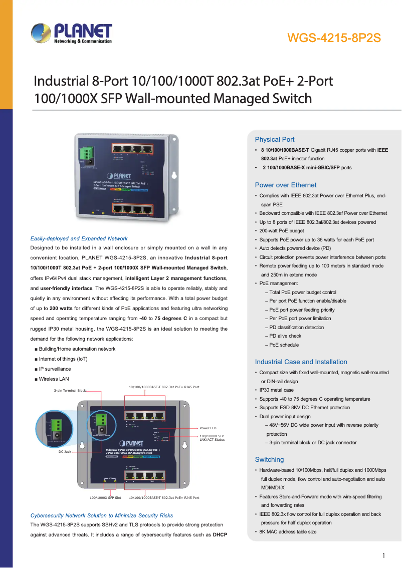 Image de la première page du manuel de l'appareil WGS-4215-8P2S
