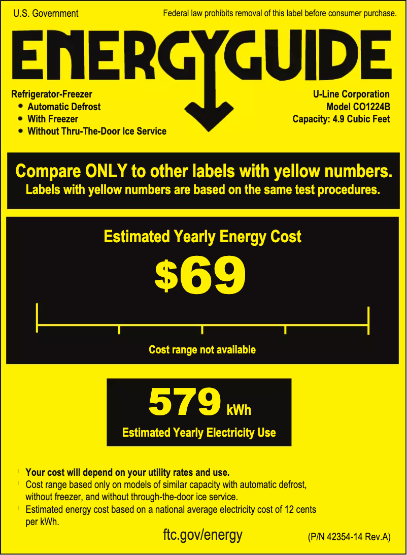 Página 1 del manual Etiqueta energética U-Line U-CO1224FS-00B
