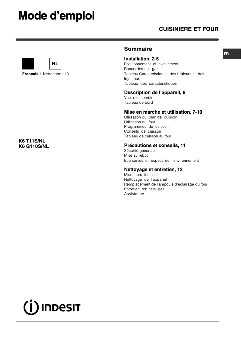 Image de la première page du manuel de l'appareil K6G110S(W)/NL