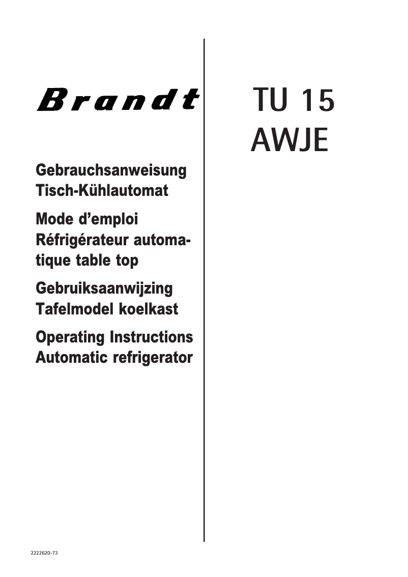 Image de la première page du manuel de l'appareil TU15AWJE