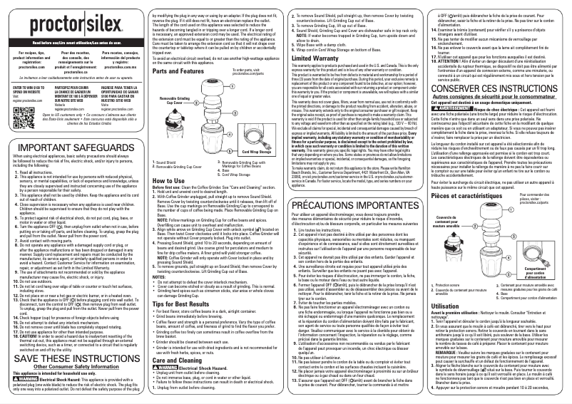 Page n°1 - Manuel utilisateur Proctor Silex 80402