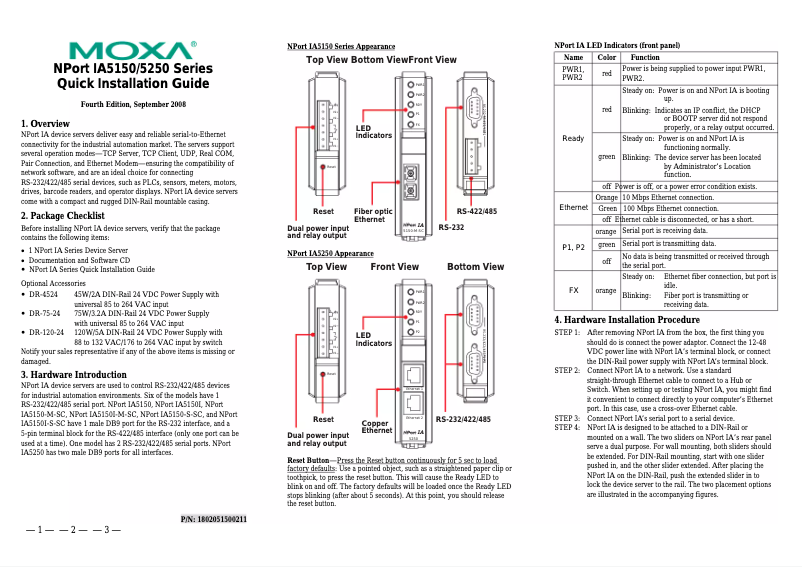 Page n°1 - Manuel utilisateur Moxa NPort IA-5150-M-SC-T