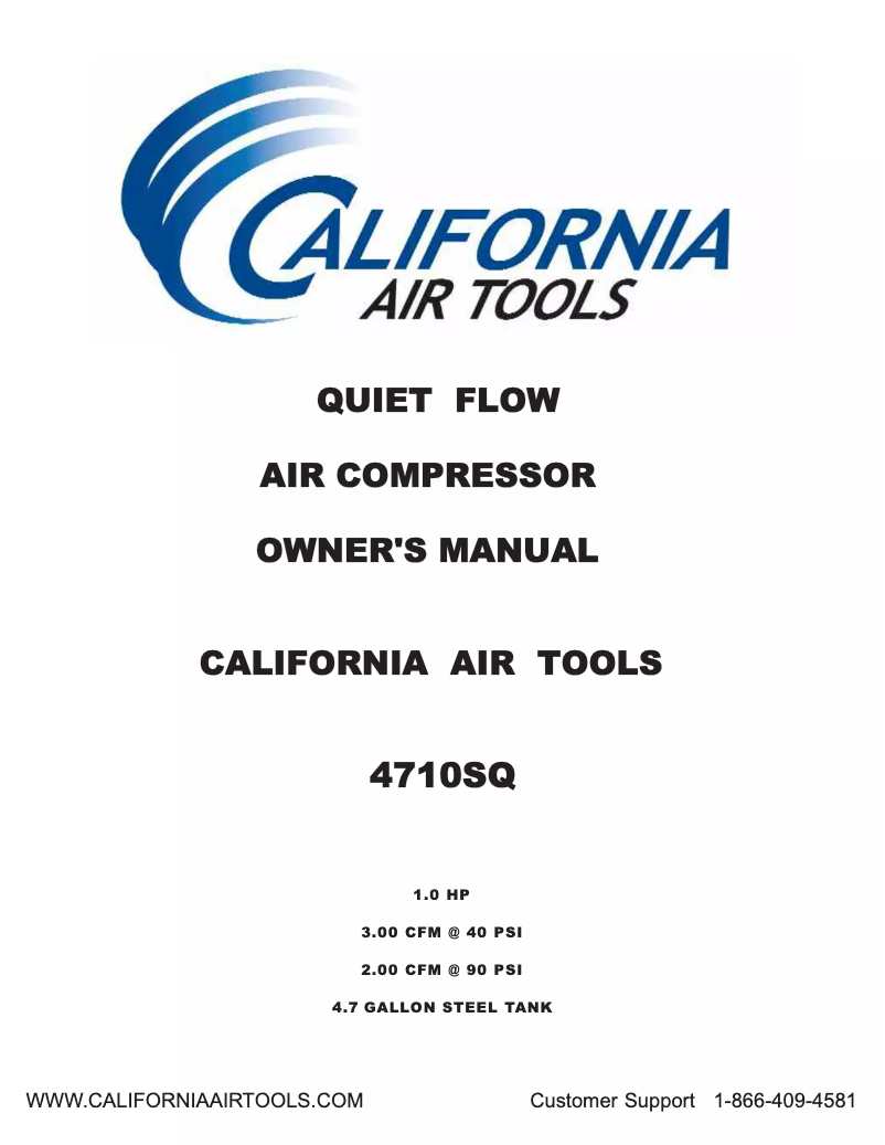 Page n°1 - Manuel utilisateur California Air Tools 4710SQGK18