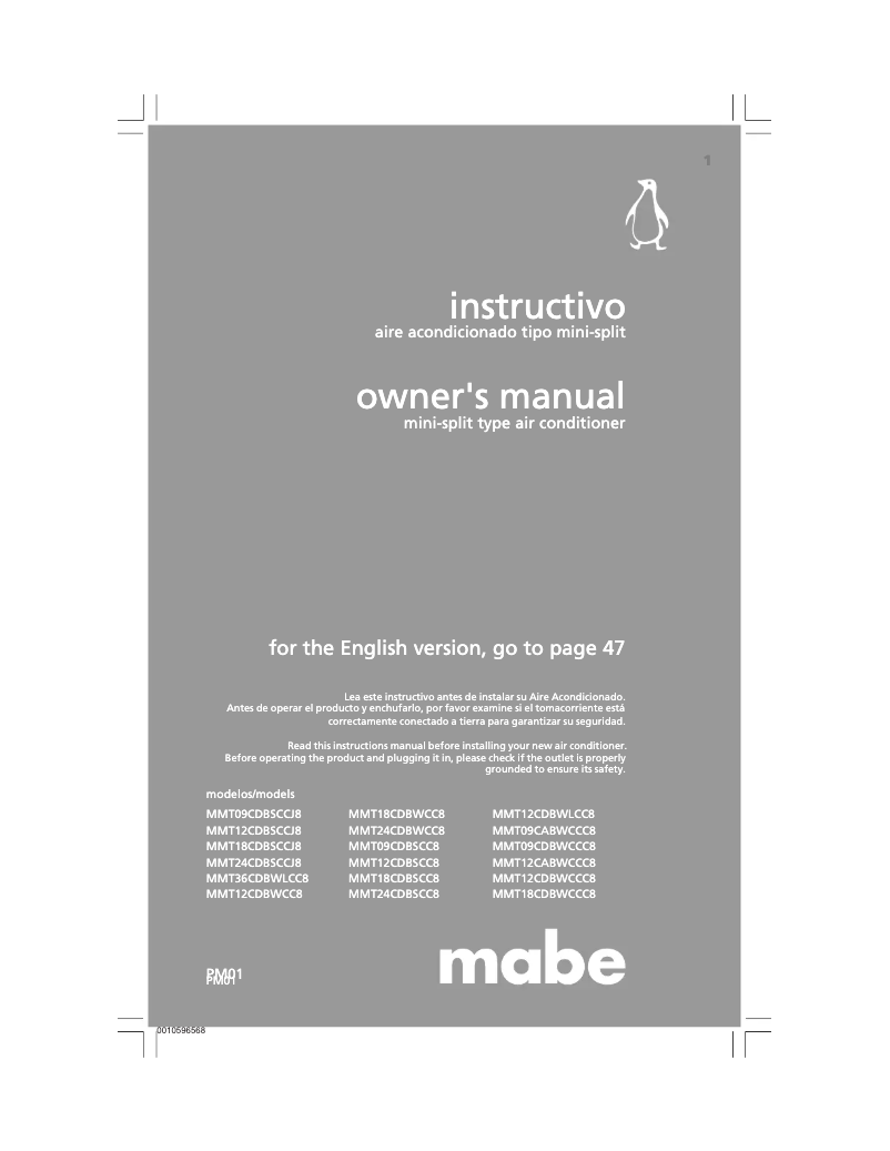 Page n°1 - Manuel utilisateur Mabe MMT24CDBSCC8