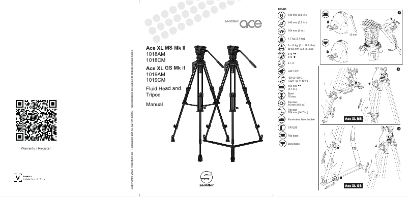 Page n°1 - Manuel utilisateur Sachtler Ace XL AL MS Mk II