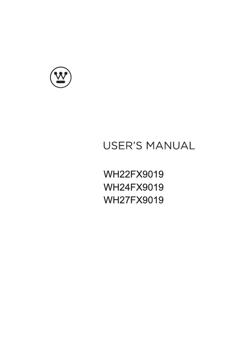 Page n°1 - Manuel utilisateur Westinghouse WH24FX9019