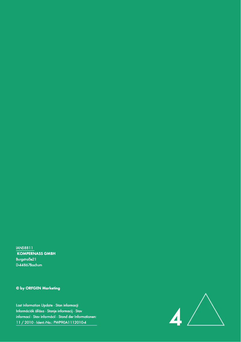 Page 1 de la notice Manuel utilisateur Parkside PWP 90 A1