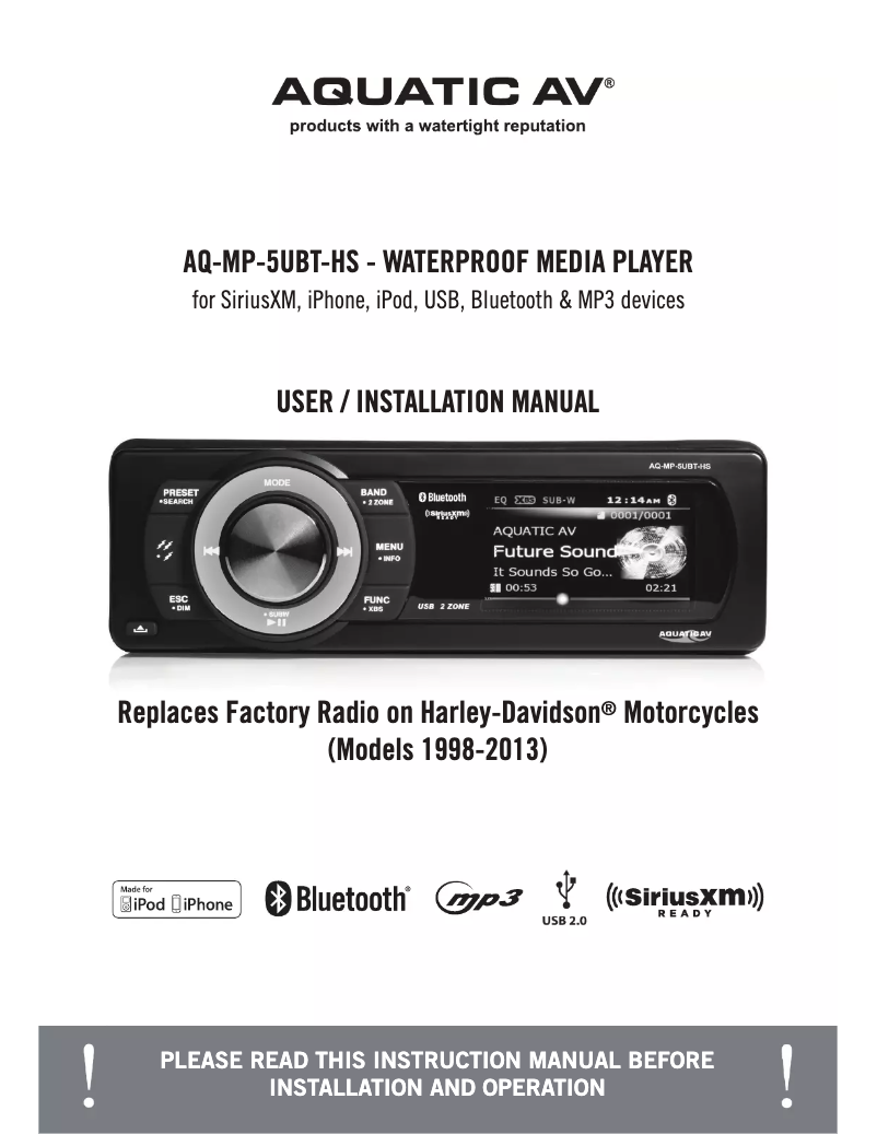 Image de la première page du manuel de l'appareil AQ-MP-5UBT-HS