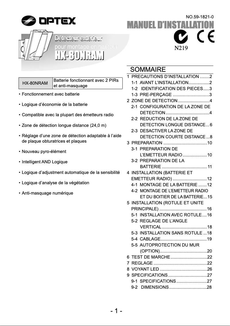 Image de la première page du manuel de l'appareil HX-80NRAM