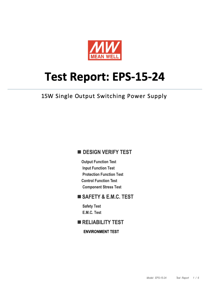 Page n°1 - Fiche technique Mean Well EPS-15-24