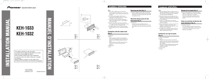 Page n°1 - Manuel utilisateur Pioneer KEH-1032