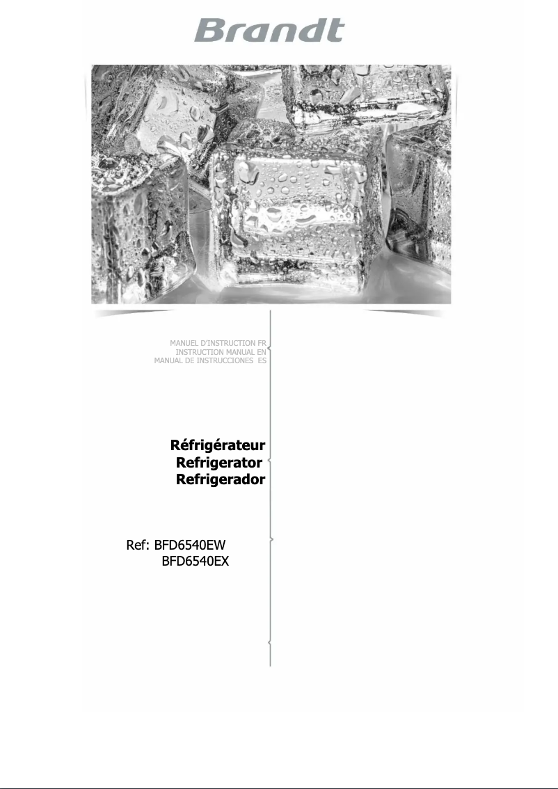 Page 1 of the manual User Manual Brandt BFD6540EW