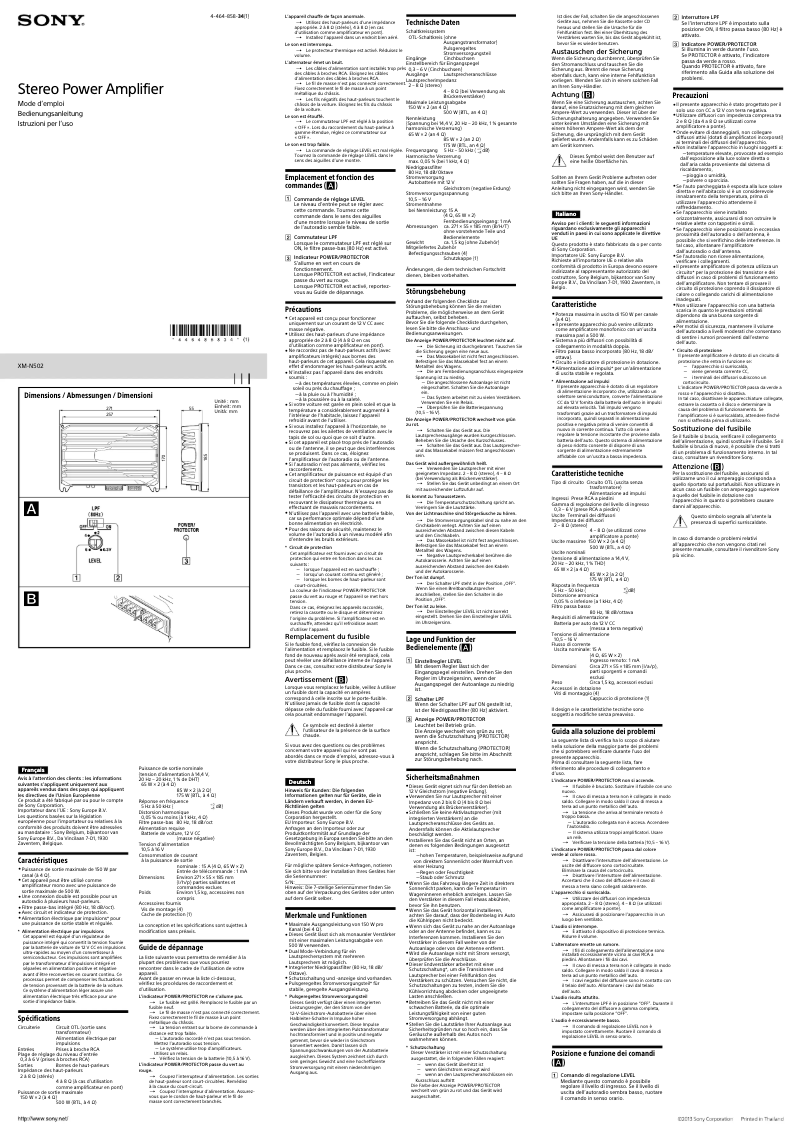 Page 1 de la notice Manuel utilisateur Sony XM-N502