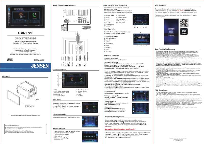Page n°1 - Guide de démarrage rapide Jensen CMR2720
