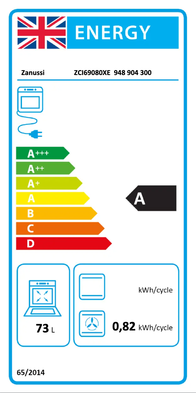 Page n°1 - Label énergétique Zanussi ZCI69080XE