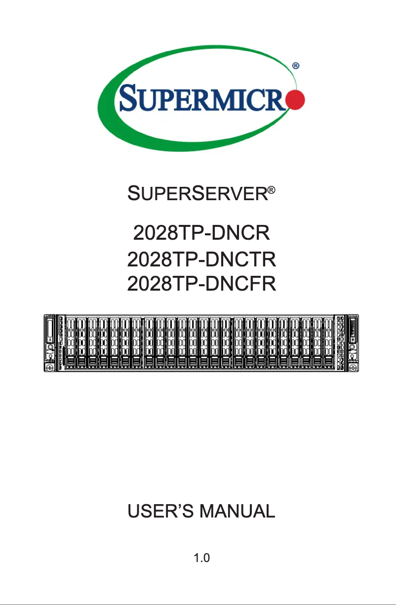 Page 1 de la notice Manuel utilisateur Supermicro SuperServer 2028TP-DNCTR