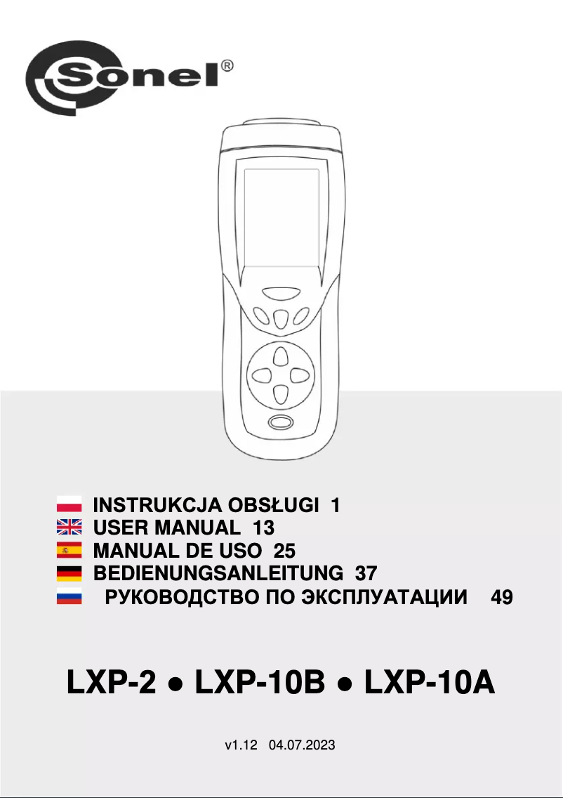 Page n°1 - Manuel utilisateur Sonel LXP-2