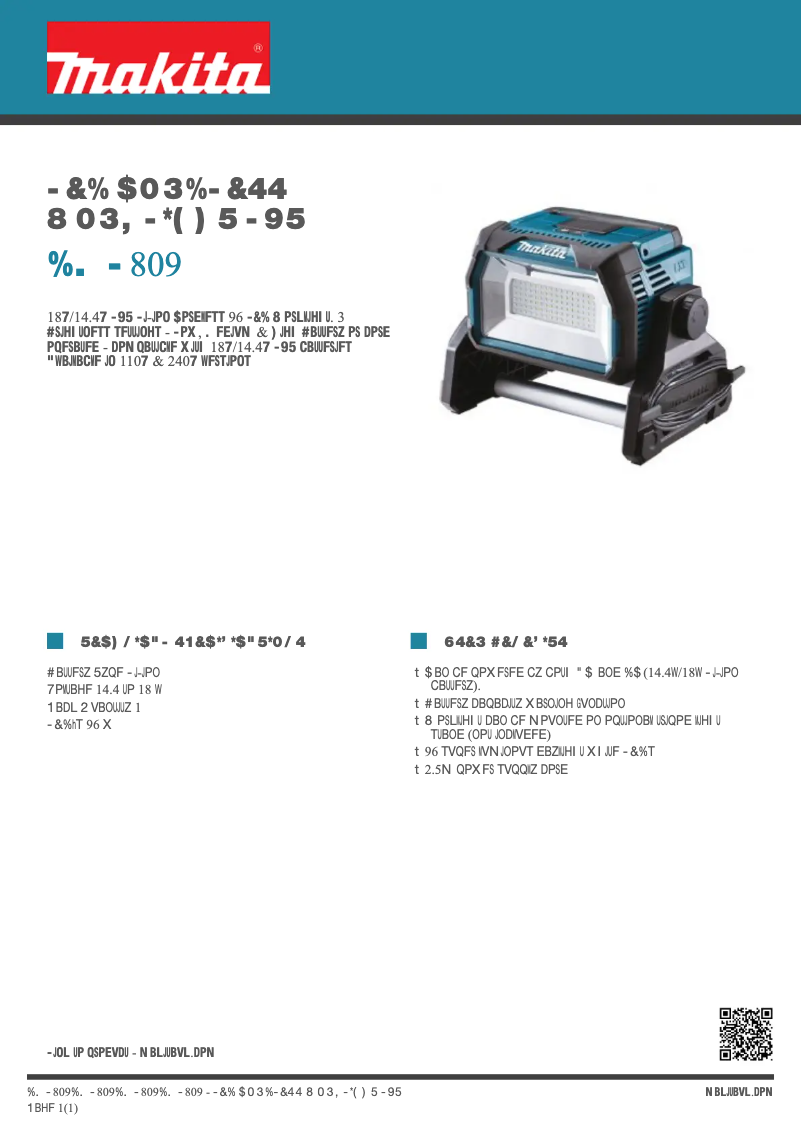 Page n°1 - Fiche technique Makita DML809