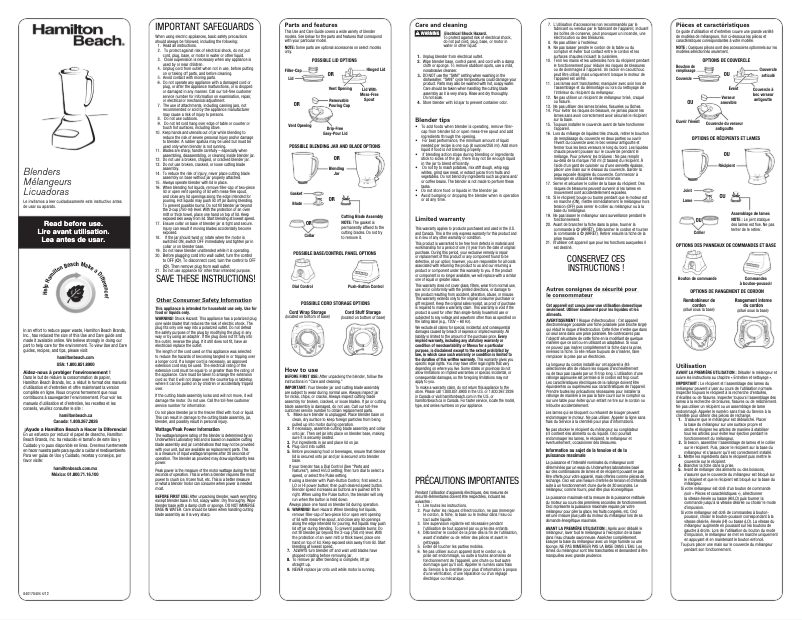 Page n°1 - Manuel utilisateur Hamilton Beach 50246 Smooth Pour