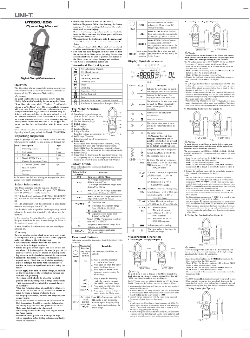 Image de la première page du manuel de l'appareil UT206