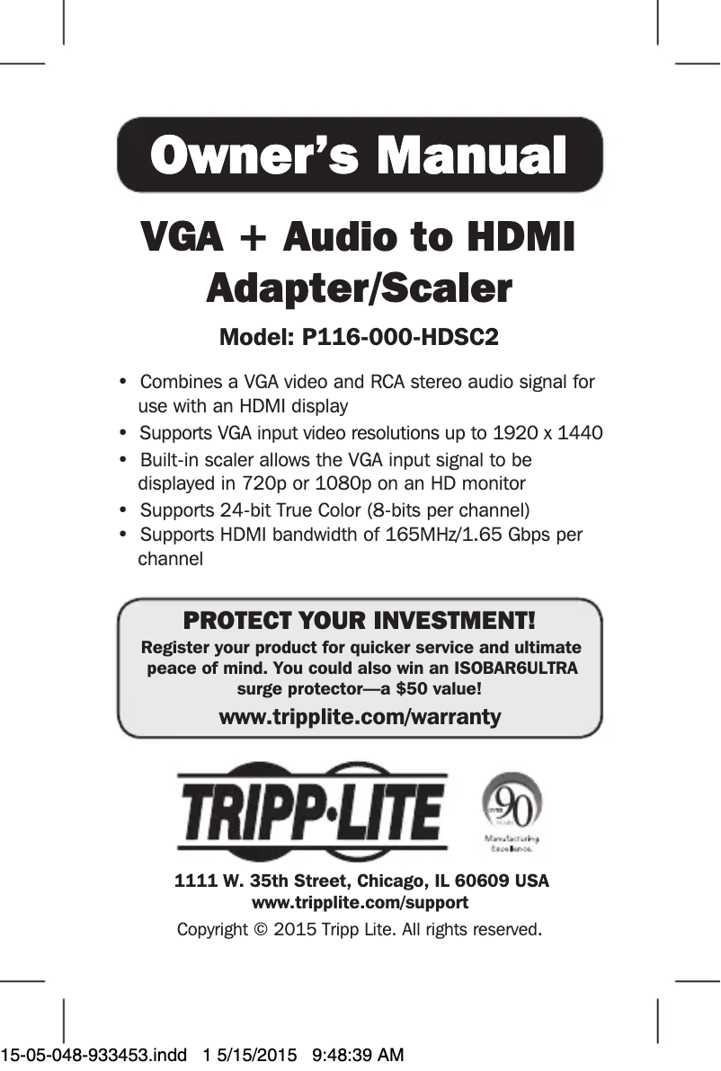 Página 1 del manual Manual de usuario Tripp Lite P116-000-HDSC2